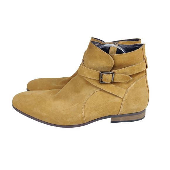 Public Opinion Stevens Camel Tan Suede Leather Buckle Ankle Boots Zipper main image 7